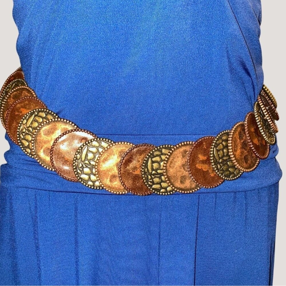 Chico Belt Mixed Metal Heavy Adjustable Discs Cooper Brass Silver Chain
